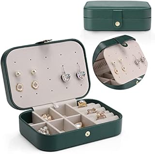 Vlando Jewellery Box Organizer, Faux Leather Jewelry Case with Removable Dividers for Necklace Earrings Rings Bracelets, Gift for Girlfriend Girls Wife Mother Women (Black)