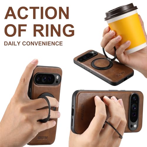 Étui compatible Google Pixel 9 Pro XL housse support cuir silicone