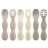 PandaEar Silikon Babylöffel Lernlöffel blw Löffel, 6 Stück Weich Esslernlöffel Baby Löffel Brei ab 4 6 Monaten zum Selber Essen, BPA frei Breilöffel Baby Spoon Self Feeding (Beige/Hellbraun/Braun)