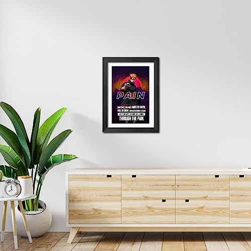 Image of TenorArts Pain Nagato Poster Naruto Anime Quotes Laminated Photo Frame Painting with Matt Finish Black Textures (12 inches x 9inches)