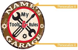 Miniatura 2 de Any Name's My Tools My Rules Garage - Letrero de hojalata personalizado para garaje, rústico, estilo shabby, vintage, retro, cocina, bar, pub,