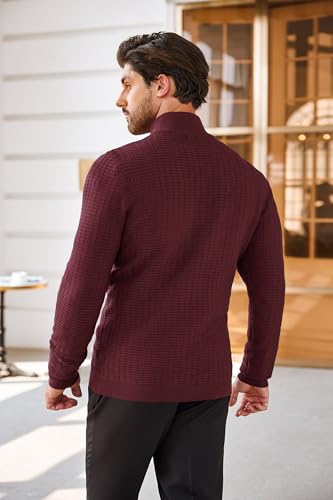 COOFANDY Men's Quarter Zip Sweaters Slim Fit Lightweight Cotton Knitted Casual Mock Neck Pullover Sweaters3