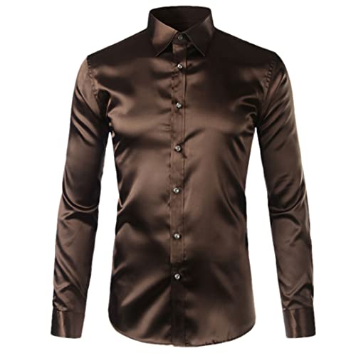 Chemise habillée en satin de soie ample pour homme sans gêne
