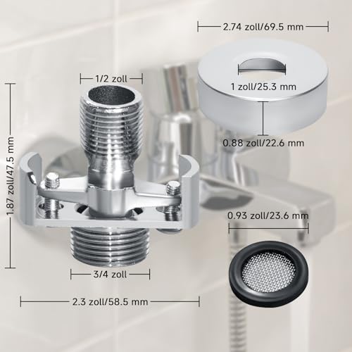 Vipuikos 2 Stück Duscharmatur Adapter Verstellbar, Duscharmatur Anschluss Badezimmer Adapter Flexibel, Messing S Anschluss Exzenter 1/2 auf 3/4 für Einstellen Wasserventils, Wasserleckprobleme