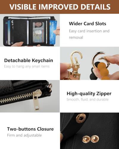 Image of Wristlet Wallets for Women,Keychain Wallet RFID Small Wallet (Brown&Black)