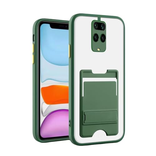 Image of Case Creation for Redmi Note 9 Pro Case with Stand [Military Drop Protection] [3 Stand Built-in Kickstand] Shockproof Slim Translucent Matte Card holder for Xiaomi Redmi Note 9 Pro Phone Cases (Green)