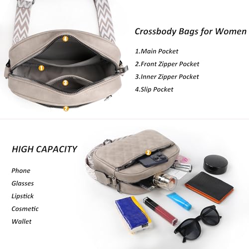 Image of TANTOMI Crossbody Purses for Women Leather Purse Shoulder Handbags with Wide Strap, Small Crossbody Bags for Women Travel