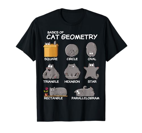 Cat Geometry Math Funny Cat Gifts For Cat Dad, Cat Mom, Kids T-Shirt, Small, Black