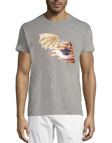 T-shirt col rond coton homme gris avec imprimé graphique tendance