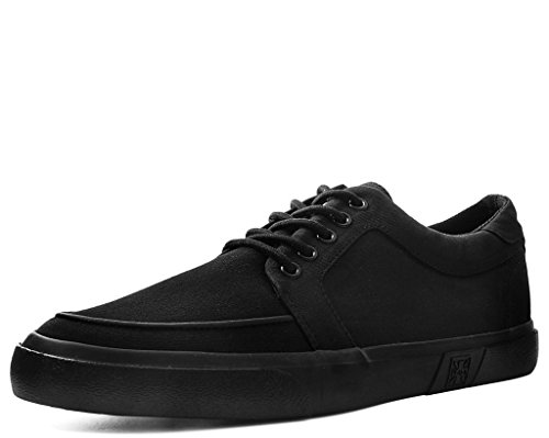 T.U.K. Vegan Creeper Sneaker Eyelet Sapatos para homem e mulher, cor preto, sapatos com atacadores, estilo Puck, gótico e rockeiro, tamanho EU38