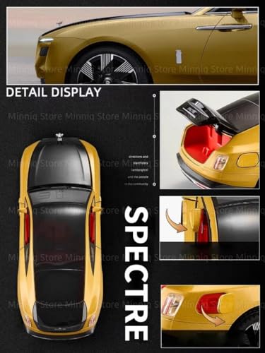 Image of 1:24 Rolls-Royce Spectre Diecast Metal Pull Back Car with 6 Openable Doors with Sound and Light Toy Decoration car Best Gift Toys for Kids (1.24 Rolls Royce Spectre - Gold)