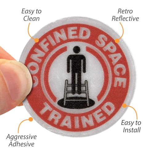 SmartSign "Confined Space Trained" Pack of 5 Hard Hat Labels | Retro-Reflective, 2" Circle