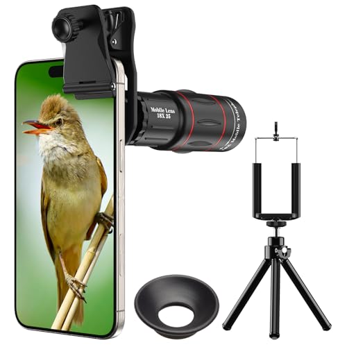 Evil Eye 18X Téléobjectif iPhone/Smartphone – Téléobjectif Zoom Téléphone Portable, Objectif iPhone HD pour Photographie Sportive et Faune Sauvage