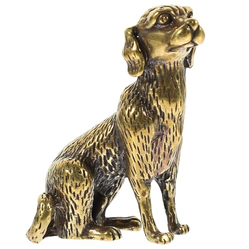 Beaupretty 真鍮製実心子犬彫像 アンティーク風動物装飾品 家用インテリア置物 ガーデンやパティオに