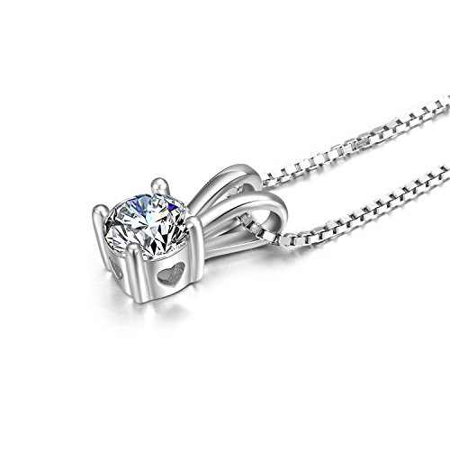 Lonago 925 Sterling Silver 5A Cubic Zirconia Necklace Solitaire Pendant Necklace For Women (2.0 Carats Round Cz Pendant Necklace) #TOP3