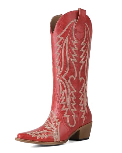 Image of Mid Calf Western Cowgirl Boots for Women 15 inch Shaft Snip Toe