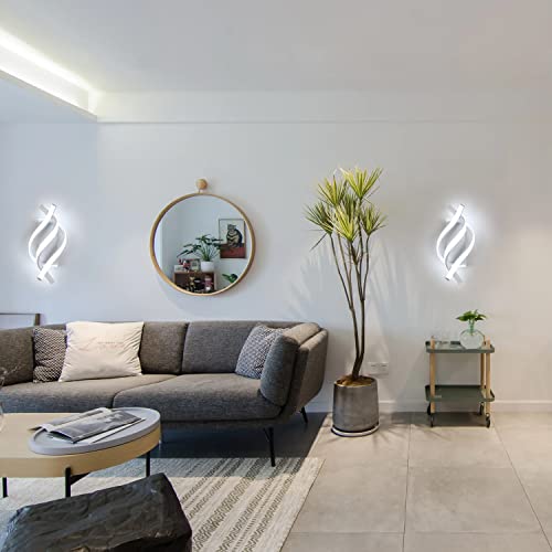 Delipop Wall Sconces, Spiral Modern Led Wall Sconce Lighting, 6500K Cool White Indoor Wall Light, Acrylic Led Wall Lamp For Bedroom, Bathroom, Living Room, Hallway, Balcony (White) #TOP4