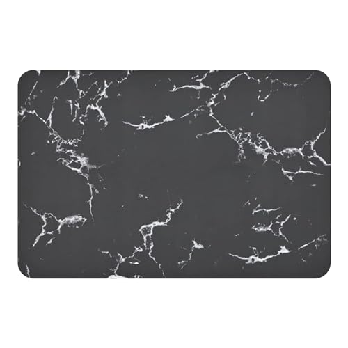 王様のバスマット【更に改善されましたx吸水力2倍サラふわUP】 珪藻土 バスマット 洗える マット キッチン ソフト 速乾 おしゃれ 安心 お風呂 足拭き ドア BOOMIE (角型漆黒大理石, 60cm×40cm)
