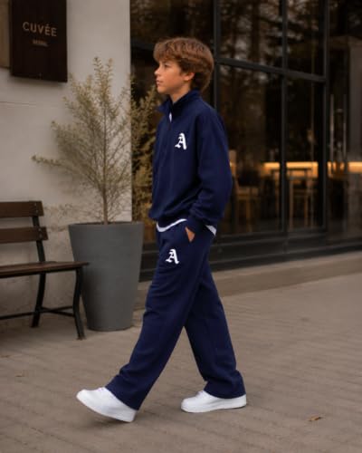 Image of Cakaner Boys Color Block Button Down Shirt and Jogger Pants Button Up Sweatsuits Sets (Size: 5-12T)