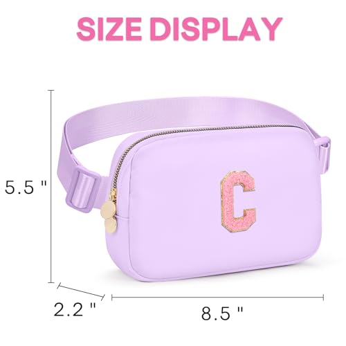 Image of mibasies Initial Fanny Pack for Girls, Birthday Gifts for 4 5 6 7 8 9 10 11 12 13 Teen Girl - Cute Personalized Trend Stuff - Lavender C