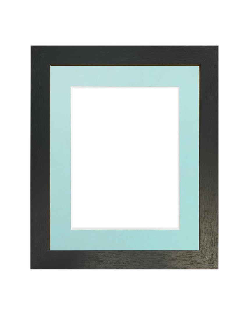 FRAMES BY POST Studio Black Ash Picture Photo Frame with Blue Mount 16 x 12 for Image Size 12 x 8