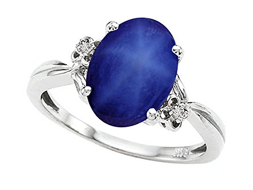 Tommaso Design Oval 10X8Mm Created Star Sapphire Ring 14 Kt White Gold Size 4 #TOP27