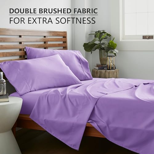 American Home Collection 4 Piece Full Size Bedding Sheets and Pillowcases Set - Ultra Soft Microfiber - Breathable, Wrinkle Free, Easy Care, Durable, Oeko-Tex Certified Sheet Set (Full, Lavender)