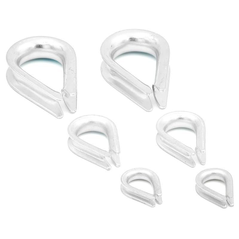 Cable de alambre de 10 mm de diámetro y 50 m de longitud, juego de cuerda de acero con 4 abrazaderas de cable y 2 guardacabos, juego de cuerda de alambre de larga duración