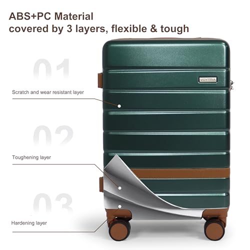 Image of 7 Piece Luggage Set for Family Travel, Lightweight Hardshell PC+ABS Suitcases set, Suitcase with 8 Smooth Spinner Wheels, TSA Lock, YKK Zippers(Green)