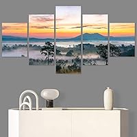 SIGNWIN 5 Panel Canvas Wall Art Modern Art Coastal Colorful Multicolor Photography Romantics Sunset for Home Decorations Ready to Hang - 60