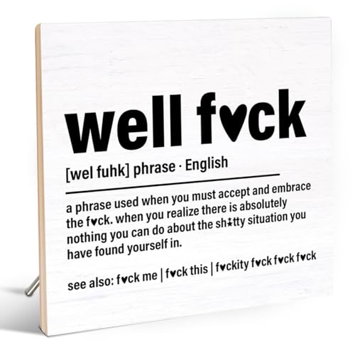 Divertente cartello da ufficio – decorazione per scrivania da ufficio divertente in legno da scrivania mensola da tavolo decorazione per casa e ufficio 16,3 x 16,3 cm