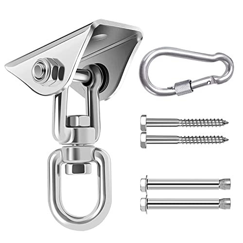 Stainless Steel Swing Hangers Heavy Duty 360° Swivel Hammock Hooks 450kg Capacity Suspension Hooks for Concrete Wooden Sets Playground Porch Hammock Chair Boxing Sandbag Swing Trapeze Yoga GYM