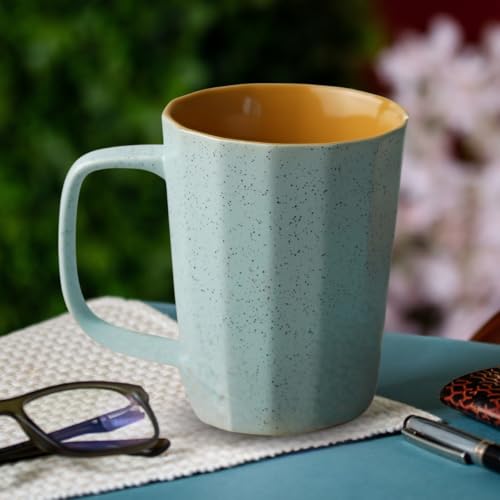 Image of Clay Craft Fine Ceramic Armada Microwave Safe Coffee & Milk Mug, 320Ml, 1 Piece,Blue&Yellow, Mug for Coffee, Ideal for Gifting, Perfect for Home & Office