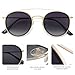 SOJOS Retro Vintage Round Polarized Sunglasses for Women Men Small Double Bridge Circle Sunnies SJ1104, Gold/Grey