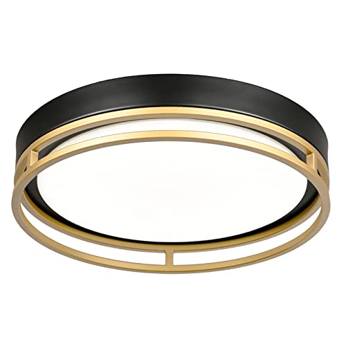 12.5 Inch LED Flush Mount Ceiling Light Fixture, 26W, Super Bright 1700 Lumens, 3 Color 3000K/4000K/5000K, Dimmable Ceiling Lamp for Bedroom Hallway Bathroom Kitchen Laundry (Black Gold)