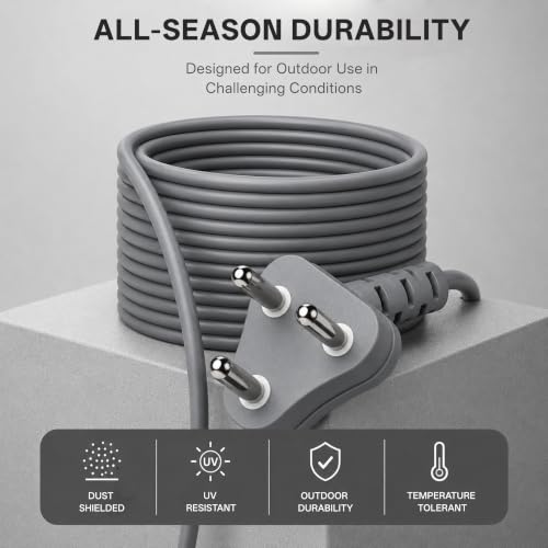 Image of Rapoo E05 5M Heavy Duty Power Extension Cord| 2500W 10A 3-Pin Plug with Child Safety Door| Single Outlet Wire Extender| Fire Retardant| Short-Circuit Protection| All-Season Indoor /Outdoor Use (Grey)