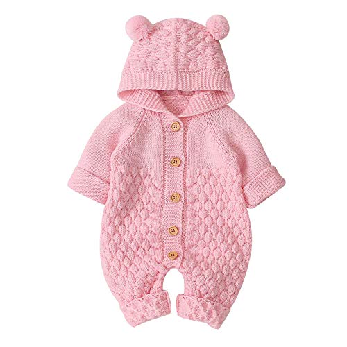 Mubineo Toddler Infant Baby Girl Boy Fall Winter Cable Solid Color Knitted Hood Cardigans Jacket Outwear with Ears