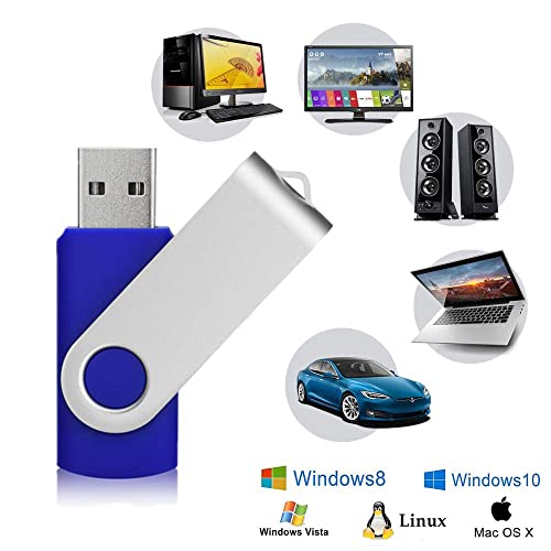 Image of Aiibe 10 Pack 64GB USB Flash Drive 64 GB Flash Drive 64G USB 2.0 Memory Stick Thumb Drive Data Storage Jump Drives 64GB Zip Drives Wholesale /Lot /Bulk (Blue)