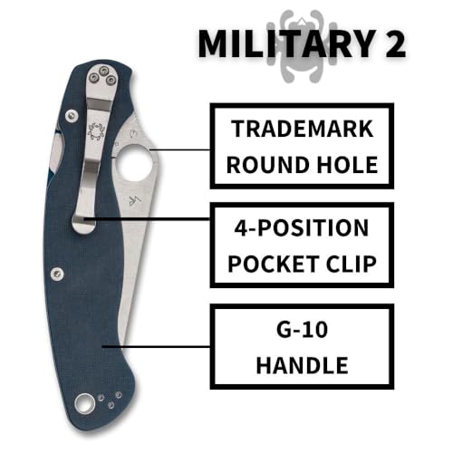 Spyderco Military 2 Folding Pocket Knife with 4" CPM SPY27 Steel Blade and G-10 Handle - EDC Knife for Men and Women, Perfect for Hunting, Tactical, Camping, Survival, Hiking - PlainEdge - C36GPCBL2 - Image 4