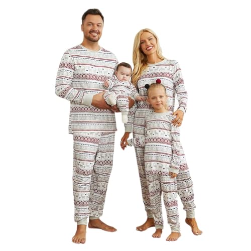 PopReal Christmas Pajamas for Family, Matching Family Christmas PJs Sets Red Elk Tree Printed Top Sleepwear