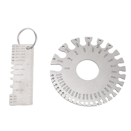 ANKROYU Herramientas de medición de espesor de láminas de alambre de precisión, juego de 2 piezas, medidor de metal de doble cara de alta precisión para soldadura, herrajes para ca
