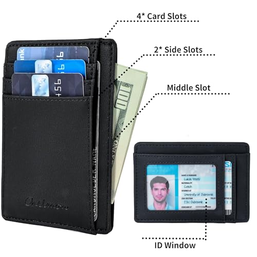 Image of Chelmon Slim Wallet for Men, Minimalist Front Pocket RFID Blocking Credit Card Holder