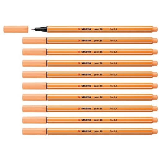 Rotulador punta fina STABILO point 88 - Caja con 10 unidades color naranja claro