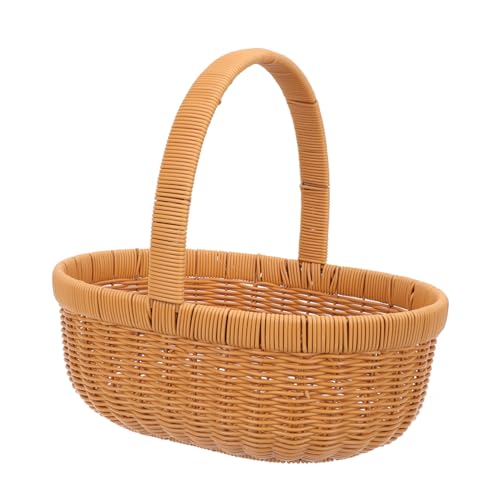 Kisangel Cesta De Picnic Cesta De Jardín Percha Papelera Exterior Paraca Cesta De Almacenamiento Canasta De Mantas Cestas Tazón De Frutas Equipo Juguete Brown Plástico Tejido Reutilizable