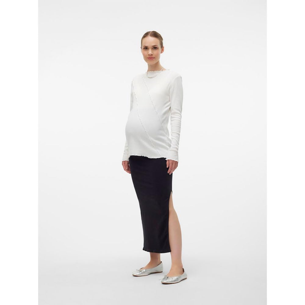 MAMALICIOUS Mlalanis Seamless Al Rib Skirt HW Noos Falda Mujer (Pack de 1)