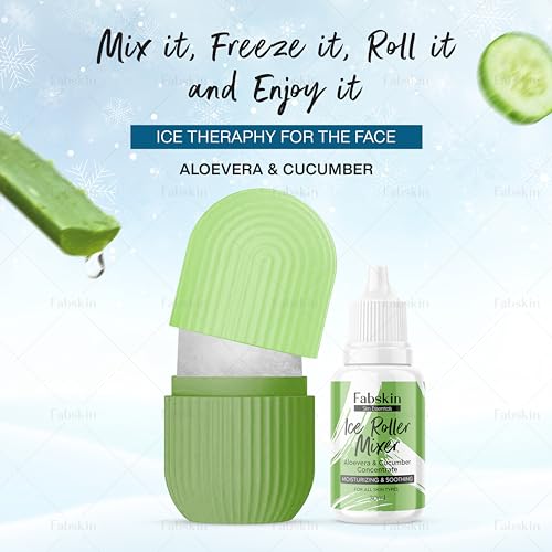Image of Fabskin Ice Roller For Face Massager, Neck and Body | With Aloevera & Cucumber Mixer 30ml For Men & Women | Ice Cube Facial Roller Kit l For Skin Moisturizing & Soothing