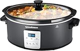 7QT 280W Electric Slow Cooker, Digital 20H Timer & 3-Level Heat Settings, Oval Ceramic Inner Pot, Black, for Family Dinners