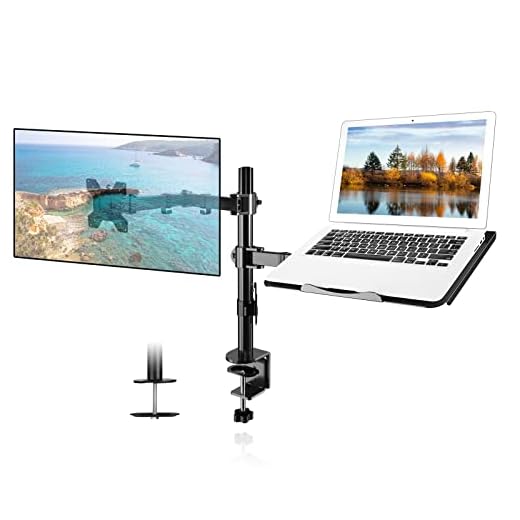 Suptek Soporte Monitor Doble, Brazo Monitor para 13-27 Pulgadas PC y Ordenador Portátil hasta de 13 Pulgadas, VESA 75/100mm, Soporte Monitor Escritorio, Soporte Monitor y Portatil - MD6432TP003