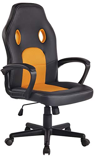 Migliori sedie gaming gialle CLP Sedia Gaming Ufficio Elbing in Similpelle I Poltrona Racing Scrivania con Braccioli E Rotelle I Poltrona Ergonomica, Colore:Nero/Giallo