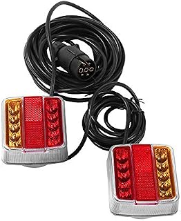 ETUKER Magnetic LED Trailer Tail Light Kit, 12V Trailer Tail Light Indicator Light With License Plate Lamp, With Magnet Tail Light 7.5m Cable and 7 Pin Plug, For Caravan/Truck/RV/Trailer (10 LED Bulb)